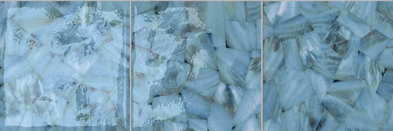 Dettaglio piastrelle per pavimento e rivestimento in gres porcellanato effetto fondale marino. Collezione Swimming Sea di Ceramica Valsecchia, formato 15x15, Bay Sky