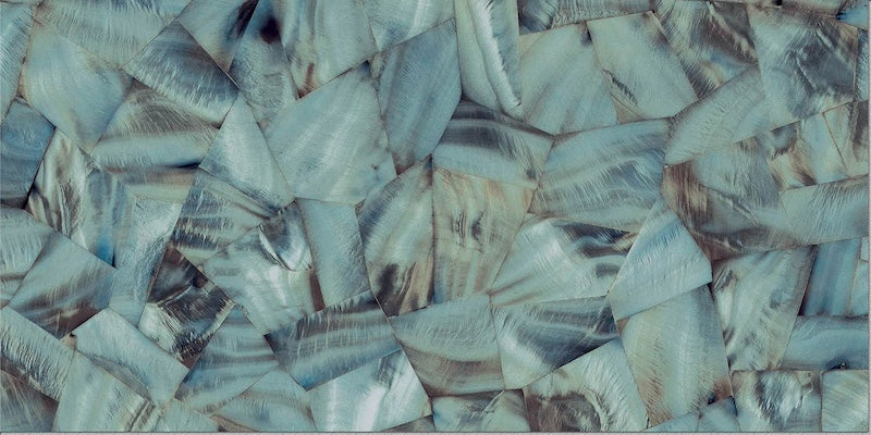 Dettaglio piastrella per pavimento e rivestimento in gres porcellanato effetto fondale marino. Collezione Swimming Sea di Ceramica Valsecchia, formato 15x30, Bay Water