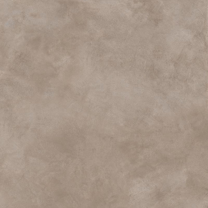 dettaglio piastrella da pavimento e rivestimento in gres porcellanato smaltato opaco effetto cemento nuvolato dai toni caldi della collezione Baya di Paul & Co Ceramiche, formato 60x60, colore Taupe