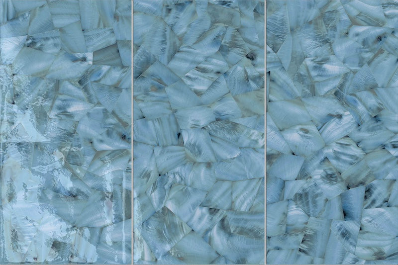 Dettaglio piastrelle per pavimento e rivestimento in gres porcellanato effetto fondale marino. Collezione Swimming Sea di Ceramica Valsecchia, formato 15x30, Bay Sky