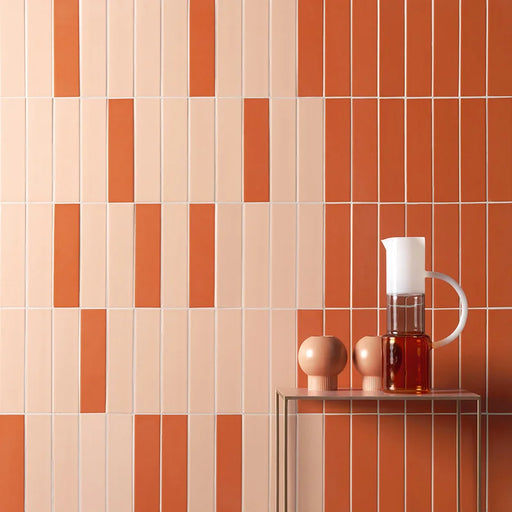 Piastrella ceramica pasta bianca Beat Flat Cinnamon 5x20 Eccentrico, effetto mattoncino opaco.