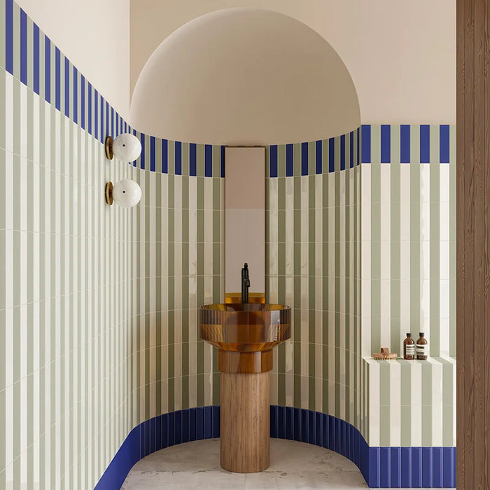 Piastrella ceramica pasta bianca Beat Flat Sage 5x20 Eccentrico, effetto mattoncino opaco.