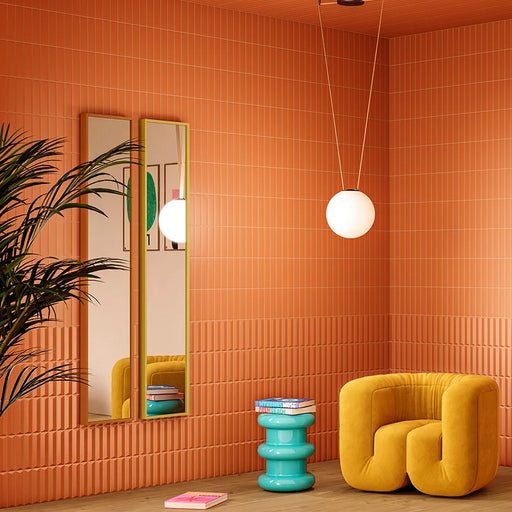 Piastrella ceramica pasta bianca Beat Charleston Cinnamon 5x20 più Beat dixie Cinnamon Eccentrico, effetto mattoncino.