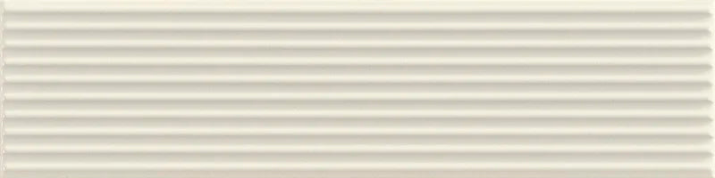 Piastrella ceramica pasta bianca Beat Dixie Milk 5x20 Eccentrico, effetto mattoncino rigato opaco.