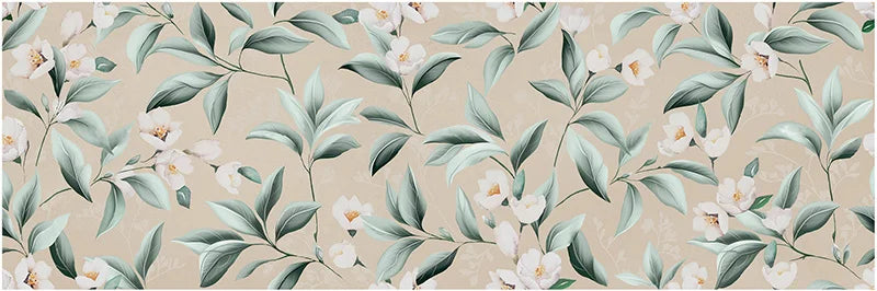 Piastrella per rivestimenti in bicottura pasta bianca con decoro floreale della collezione Blossom di Savoia Italia, formato 33x100 cm, colore Garden Avorio