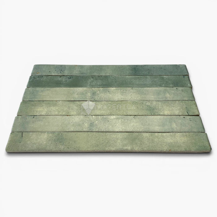 Foto piastrelle per pavimento e rivestimento in gres porcellanato effetto mattoncino lucido 4.8x45 cm della collezione Colors Brick, colore Acquamarine di Ceramica Rondine
