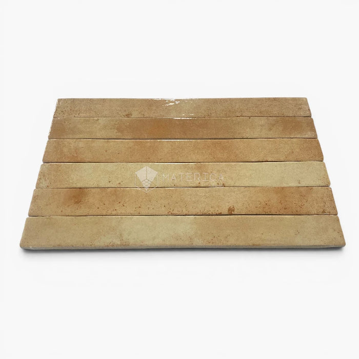 Foto piastrelle per pavimento e rivestimento in gres porcellanato effetto mattoncino lucido 4.8x45 cm della collezione Colors Brick, colore Beige di Ceramica Rondine
