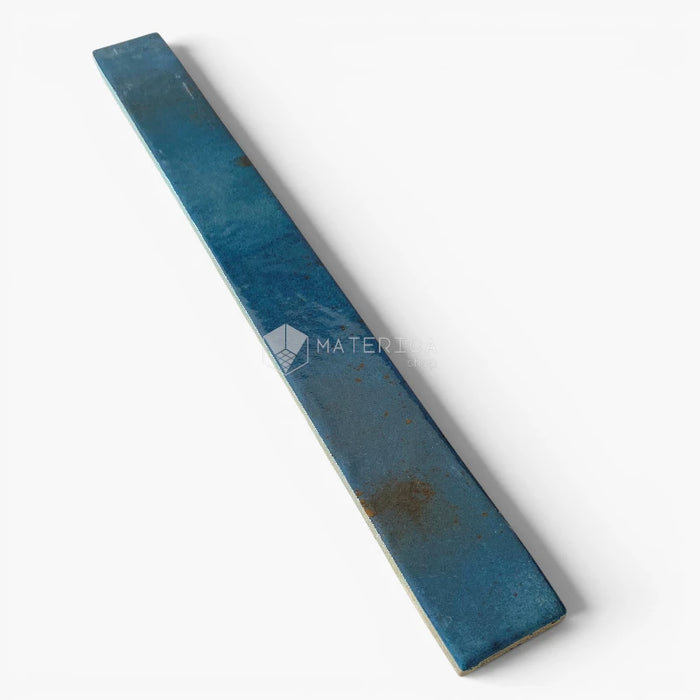 Foto piastrella per pavimento e rivestimento in gres porcellanato effetto mattoncino lucido 4.8x45 cm della collezione Colors Brick, colore Blue di Ceramica Rondine