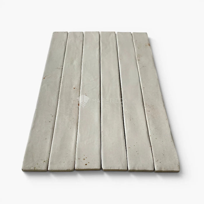 Foto piastrelle per pavimento e rivestimento in gres porcellanato effetto mattoncino lucido 4.8x45 cm della collezione Colors Brick, colore White di Ceramica Rondine