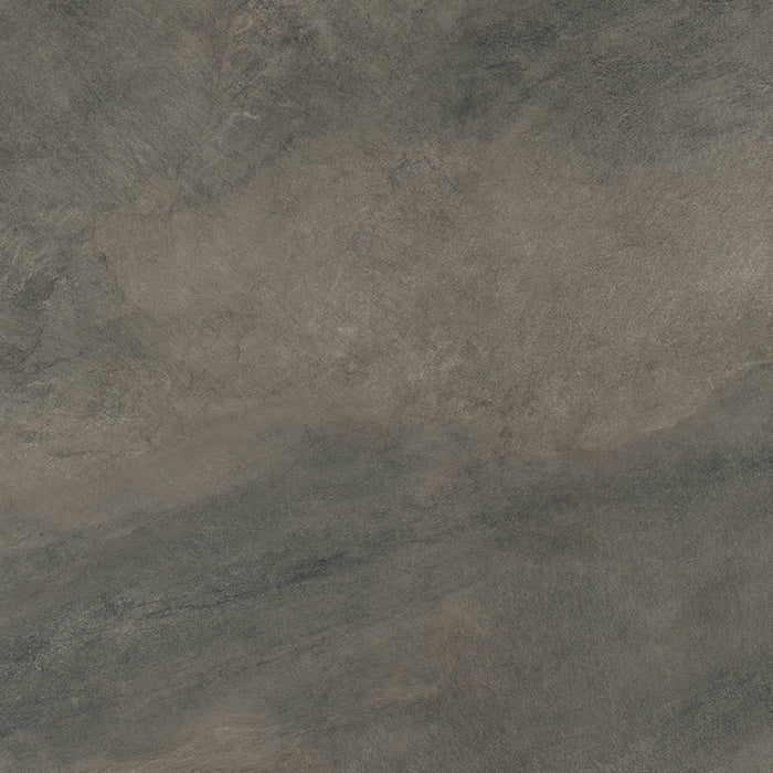 Dettaglio piastrella da pavimento e rivestimento in gres porcellanato effetto pietra naturale di Vesale della collezione Concept Stone di Gardenia Orchidea, formato 80x80, colore Antracite