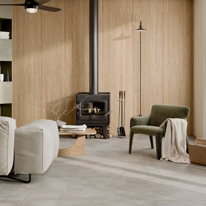 Rivestimento ceramico 60x120 cm della collezione Cannè 3D, colore Ecrù di Ceramica Rondine.