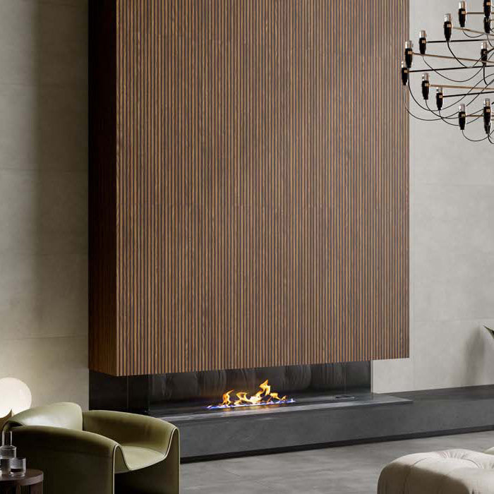 Rivestimento ceramico 60x120 cm della collezione Cannè 3D, colore Nut Black di Ceramica Rondine.