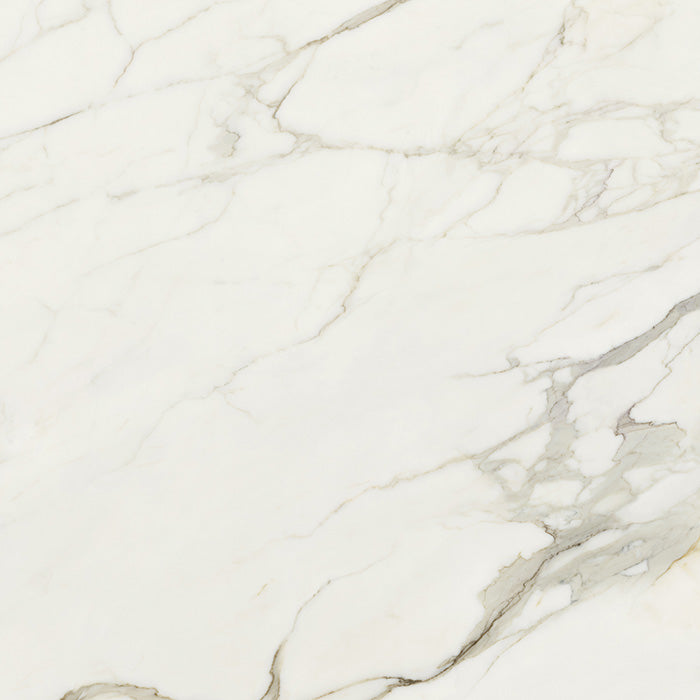 Dettaglio piastrella in gres porcellanato effetto marmo lucido della collezione Canova di Ceramica Rondine, formato 120x120, colore Calacatta Gold