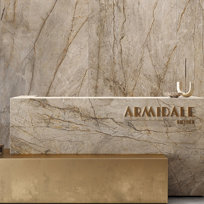 Dettaglio piastrella in gres porcellanato effetto marmo opaco della collezione Canova di Ceramica Rondine, formato 60x120, colore Oxford Grey