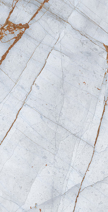 Dettaglio piastrella in gres porcellanato effetto marmo lucido della collezione Canova di Ceramica Rondine, formato 60x120, colore Royal Blue