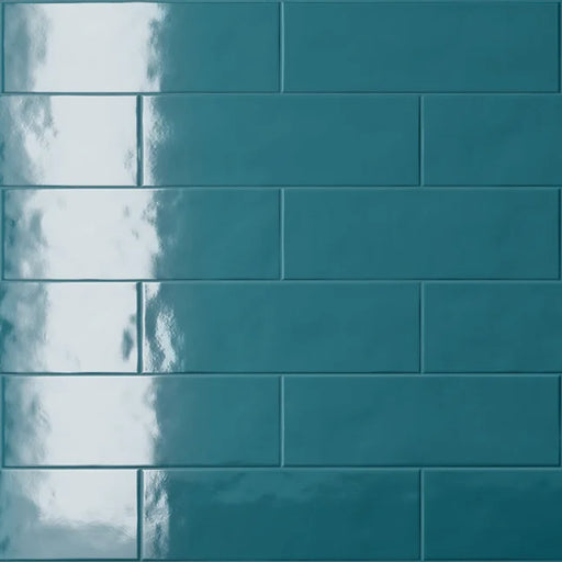 Dettaglio piastrella da rivestimento in gres porcellanato effetto matoncino lucido 8,2x25 cm, della collezione Nuances, di Casalgrande Padana, Colore Blu Sherpa