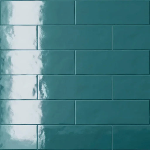 Dettaglio piastrella da rivestimento in gres porcellanato effetto matoncino lucido 8,2x25 cm, della collezione Nuances, di Casalgrande Padana, Colore Verde Persia