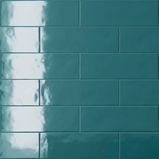 Dettaglio piastrella da rivestimento in gres porcellanato effetto matoncino lucido 8,2x25 cm, della collezione Nuances, di Casalgrande Padana, Colore Verde Persia