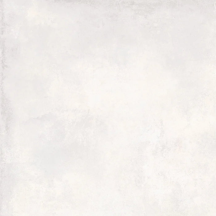 Dettaglio piastrella per pavimento in gres porcellanato effetto cemento nuvolato per esterni della collezione Cementart di Alfalux, formato 60x60 antiscivolo r11 rettficato, colore Bianco