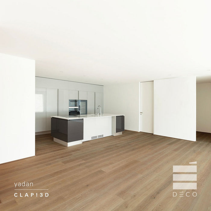 ambientazione di pavimento in spc effetto legno clap! ed di deco colore Yadan in formato doga max