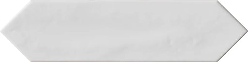 Dettaglio piastrella per rivestimento ceramico effetto mattoncino lucido, formato losanghina 7,5x30 cm della collezione Crayons, colore Bright White di Ceramica Settecento