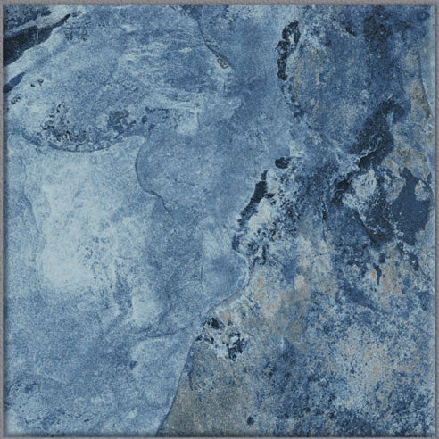 Dettaglio piastrella per pavimento e rivestimento in gres porcellanato effetto pietra spaziale. Collezione Swimming Pool di Ceramica Valsecchia, formato 15x15, Crystal Blu