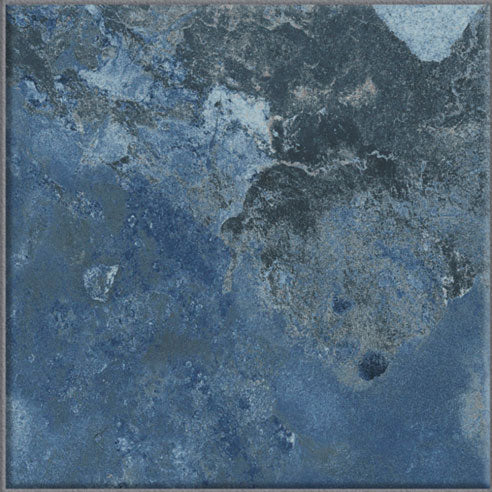 Dettaglio piastrella per pavimento e rivestimento in gres porcellanato effetto pietra spaziale. Collezione Swimming Pool di Ceramica Valsecchia, formato 15x15, Crystal Blue