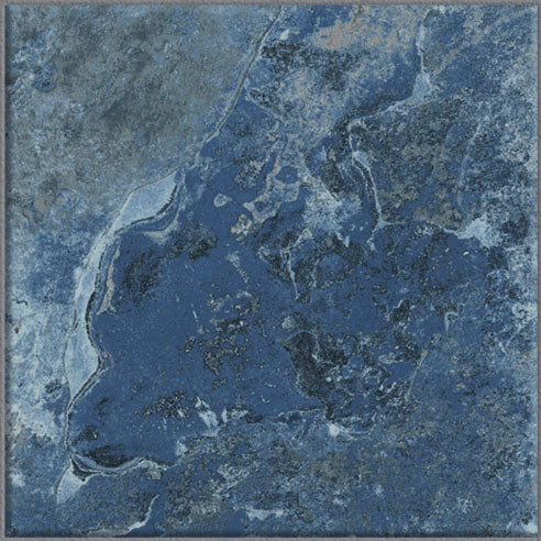 Dettaglio piastrella per pavimento e rivestimento in gres porcellanato effetto pietra spaziale. Collezione Swimming Pool di Ceramica Valsecchia, formato 15x15, Crystal Blue
