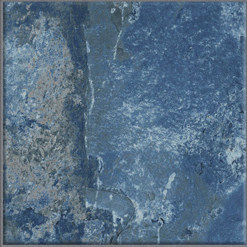 Dettaglio piastrella per pavimento e rivestimento in gres porcellanato effetto pietra spaziale. Collezione Swimming Pool di Ceramica Valsecchia, formato 15x15, Crystal Blue