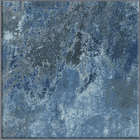 Dettaglio piastrella per pavimento e rivestimento in gres porcellanato effetto pietra spaziale. Collezione Swimming Pool di Ceramica Valsecchia, formato 15x15, Crystal Blu