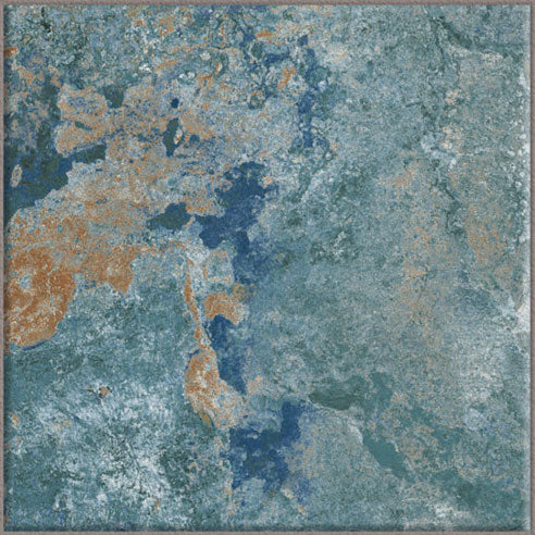 Dettaglio piastrella per pavimento e rivestimento in gres porcellanato effetto pietra spaziale. Collezione Swimming Pool di Ceramica Valsecchia, formato 15x15, Crystal Emerald