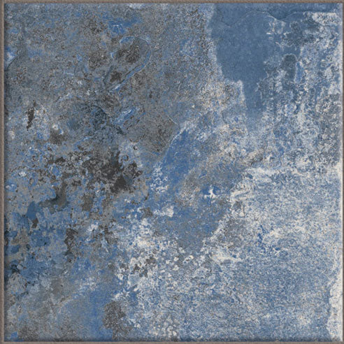 Dettaglio piastrella per pavimento e rivestimento in gres porcellanato effetto pietra spaziale. Collezione Swimming Pool di Ceramica Valsecchia, formato 15x15, Crystal Navy