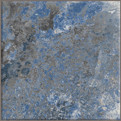 Dettaglio piastrella per pavimento e rivestimento in gres porcellanato effetto pietra spaziale. Collezione Swimming Pool di Ceramica Valsecchia, formato 15x15, Crystal Navy