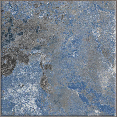 Dettaglio piastrella per pavimento e rivestimento in gres porcellanato effetto pietra spaziale. Collezione Swimming Pool di Ceramica Valsecchia, formato 15x15, Crystal Navy