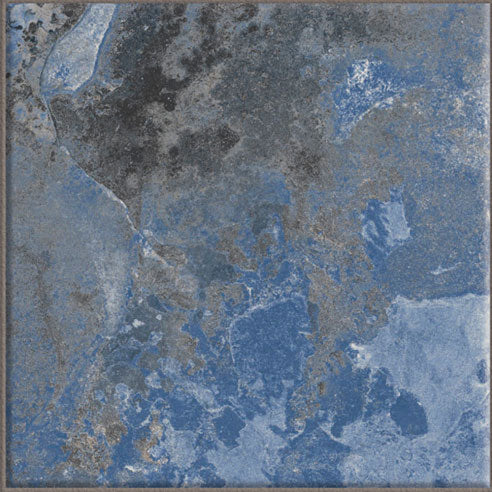 Dettaglio piastrella per pavimento e rivestimento in gres porcellanato effetto pietra spaziale. Collezione Swimming Pool di Ceramica Valsecchia, formato 15x15, Crystal Navy