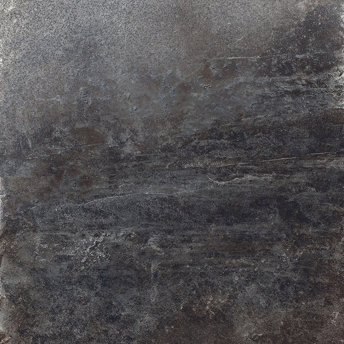 Dettaglio piastrella per pavimento e rivestimento in gres porcellanato effetto pietra ardesia. Collezione Ardesie di Ceramica Rondine, formato 60x60, Dark