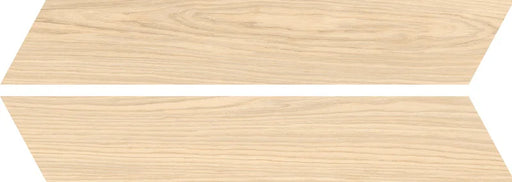 Dettaglio piastrella da pavimento in gres porcellanato effetto legno rustico, serie Dream di Ceramica Rondine, colore Ecrù Chevron 7.5x40.7 