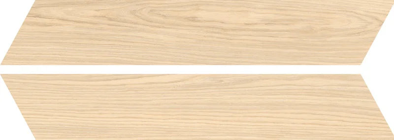 Dettaglio piastrella da pavimento in gres porcellanato effetto legno rustico, serie Dream di Ceramica Rondine, colore Ecrù Chevron 7.5x40.7 