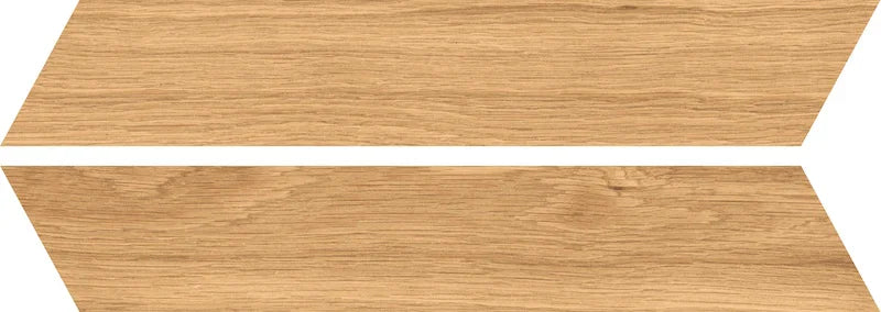 Dettaglio piastrella da pavimento in gres porcellanato effetto legno rustico, serie Dream di Ceramica Rondine, colore Nut Chevron 7.5x40.7 