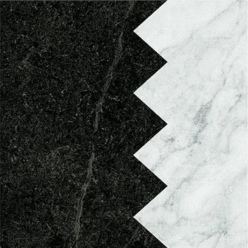 Dettaglio Piastrella da pavimento e rivestimento in gres serie Dandy di 41zero42, effetto marmo intarsiato opaco, formato 18x18 cm, Colore Comb Black/White