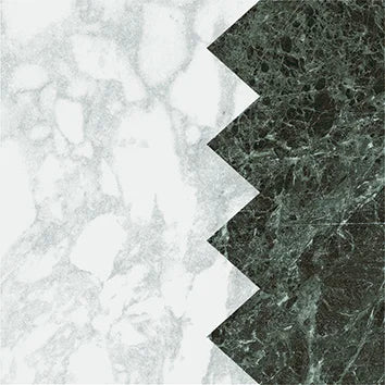 Dettaglio Piastrella da pavimento e rivestimento in gres serie Dandy di 41zero42, effetto marmo intarsiato opaco, formato 18x18 cm, Colore Comb White/Green