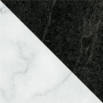 Dettaglio Piastrella da pavimento e rivestimento in gres serie Dandy di 41zero42, effetto marmo intarsiato opaco, formato 18x18 cm, Colore Flag Black/White