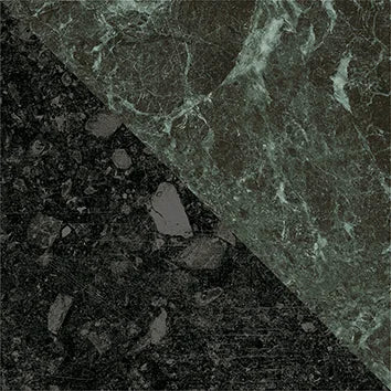 Dettaglio Piastrella da pavimento e rivestimento in gres serie Dandy di 41zero42, effetto marmo intarsiato opaco, formato 18x18 cm, Colore Flag Green/Black