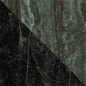 Dettaglio Piastrella da pavimento e rivestimento in gres serie Dandy di 41zero42, effetto marmo intarsiato opaco, formato 18x18 cm, Colore Flag Green/Black