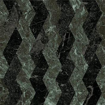 Dettaglio Piastrella da pavimento e rivestimento in gres serie Dandy di 41zero42, effetto marmo intarsiato opaco, formato 18x18 cm, Colore Ribbon Green/Black