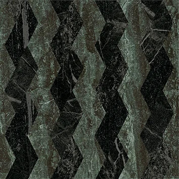 Dettaglio Piastrella da pavimento e rivestimento in gres serie Dandy di 41zero42, effetto marmo intarsiato opaco, formato 18x18 cm, Colore Ribbon Green/Black