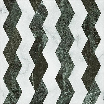 Dettaglio Piastrella da pavimento e rivestimento in gres serie Dandy di 41zero42, effetto marmo intarsiato opaco, formato 18x18 cm, Colore Ribbon White/Green