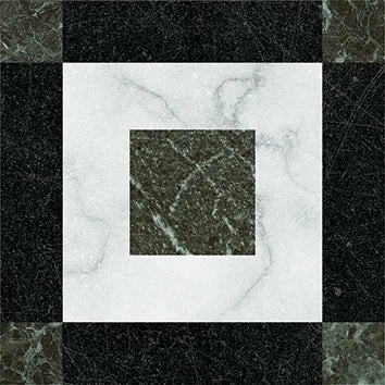 Dettaglio Piastrella da pavimento e rivestimento in gres serie Dandy di 41zero42, effetto marmo intarsiato opaco, formato 18x18 cm, Colore Square