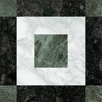 Dettaglio Piastrella da pavimento e rivestimento in gres serie Dandy di 41zero42, effetto marmo intarsiato opaco, formato 18x18 cm, Colore Square