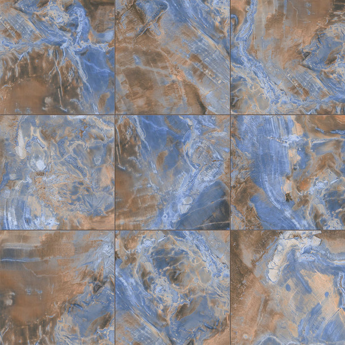 Dettaglio piastrella per pavimento e rivestimento in gres porcellanato effetto pietra spaziale. Collezione Swimming Pool di Ceramica Valsecchia, formato 15x15, Deep Blue